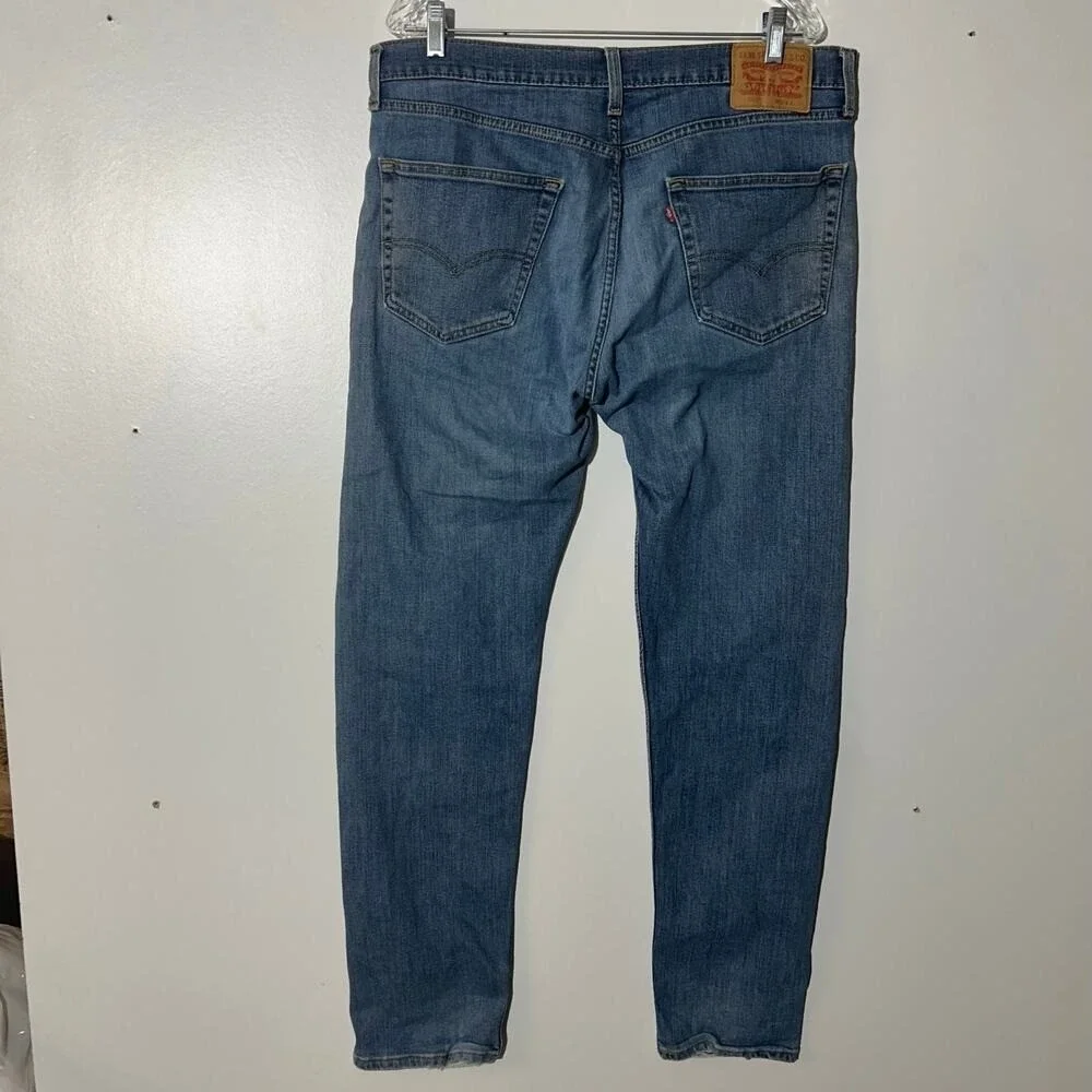 Levis 511 Slim‎ Fit Blue Distressed Denim Jeans Mens 33x30